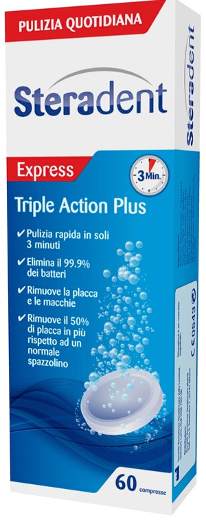 STERADENT TRIPLE ACTION PLUS 60 COMPRESSE PULENTI - farmaciaverde.it