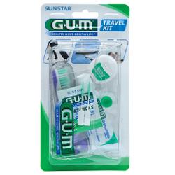 GUM TRAVEL KIT VIAGGIO 1 SPAZZOLINO PIEGHEVOLE GUM TRAVEL + 1 DENTIFRICIO VIAGGIO 12 ML + 1 ROCCHETTO FILO INTERDENTALE 10MT + 2 SCOVOLINI GOMMA GUM SOFT PICKS - farmaciaverde.it