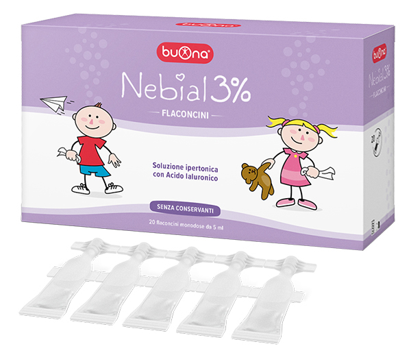 NEBIAL FLACONCINI SOLUZIONE SALINA IPERTONICA DI SODIO CLORURO AL 3% CON ACIDO IALURONICO 20X5 ML - farmaciaverde.it