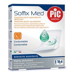 CEROTTO PIC SOFFIX MED IN TNT CON TAMPONE CENTRALE ASSORBENTE STERILE MONOUSO 10X6 CM ANTIBATTERICO 5 PEZZI - farmaciaverde.it