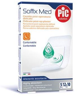 CEROTTO PIC SOFFIX MED IN TNT CON TAMPONE CENTRALE ASSORBENTE STERILE MONOUSO 10X12 CM ANTIBATTERICO 5 PEZZI - farmaciaverde.it