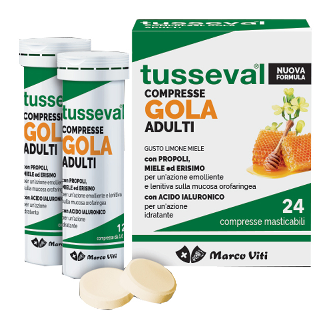 TUSSEVAL GOLA ADULTI 24 COMPRESSE MASTICABILI LIMONE E MIELE - farmaciaverde.it