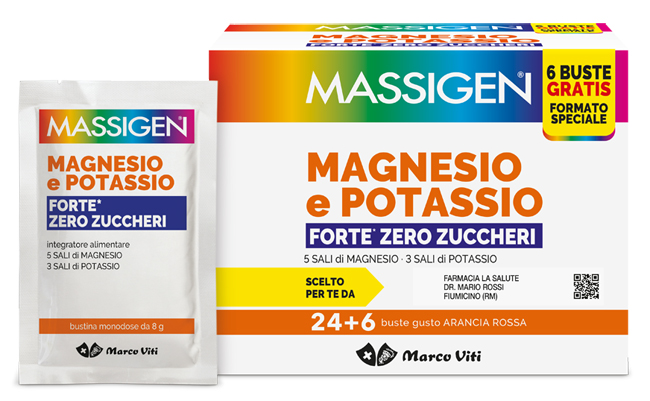 MASSIGEN MAGNESIO POTASSIO FORTE ZERO ZUCCHERO 24 BUSTINE + 6 BUSTINE - farmaciaverde.it