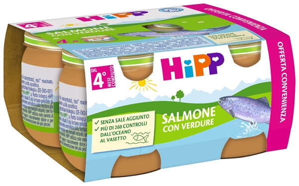HIPP OMOGENEIZZATO SALMONE/VERDURE 4X80 G - farmaciaverde.it
