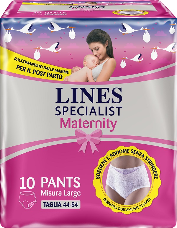 LINES SPECIALIST MATERNITY MUTANDINA ASSORBENTE PER PERDITE POST PARTO MISURA LARGE 10 PEZZI - farmaciaverde.it