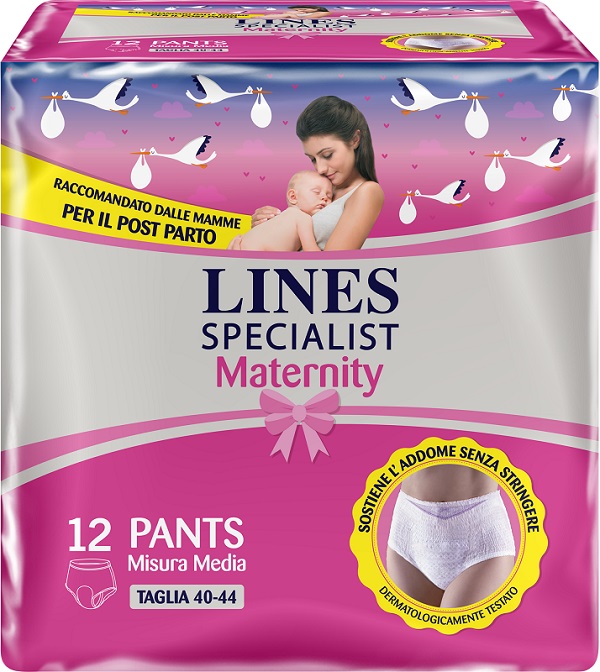 LINES SPECIALIST MATERNITY MUTANDINA ASSORBENTE PER PERDITE POST PARTO MISURA MEDIUM 12 PEZZI - farmaciaverde.it