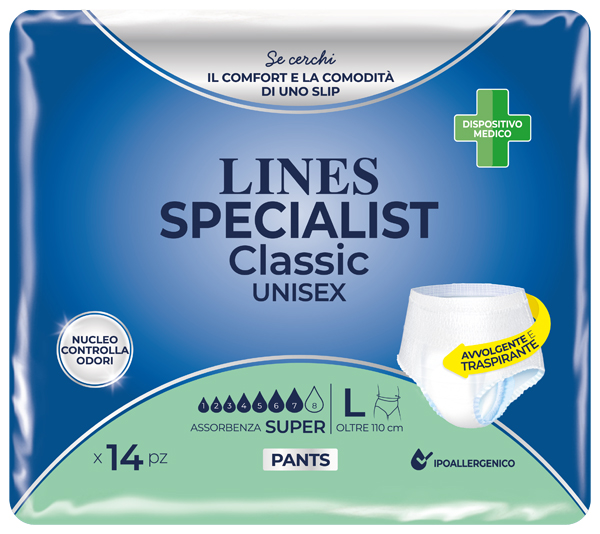 PANNOLONE A MUTANDA LINES SPECIALIST CLASSIC PANTS SUPER L 14 PEZZI - farmaciaverde.it