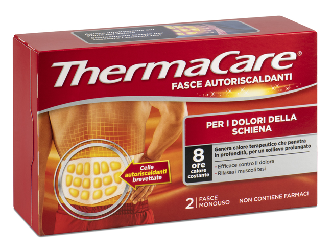 FASCIA AUTORISCALDANTE A CALORE TERAPEUTICO THERMACARE SCHIENA 2 PEZZI - farmaciaverde.it