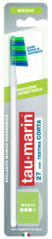 TAUMARIN PROFESSIONAL SPAZZOLINO 27 MEDIO TESTINA CORTA PROTEZIONE ANTIBATTERICA - farmaciaverde.it