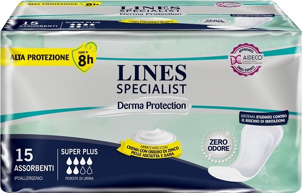 PANNOLONE PER INCONTINENZA LINES SPECIALIST DERMA SAGOMATO ANATOMICO SUPER PLUS 15 PEZZI - farmaciaverde.it