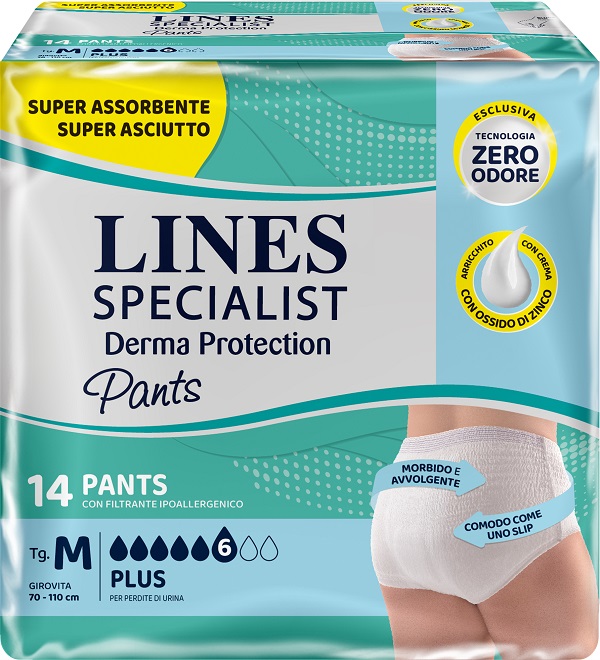 PANNOLONE PER INCONTINENZA LINES SPECIALIST DERMA PANTS PLUS M 14 PEZZI - farmaciaverde.it