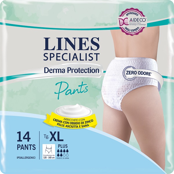 PANNOLONE PER INCONTINENZA LINES SPECIALIST DERMA PANTS PLUS XL 14 PEZZI - farmaciaverde.it