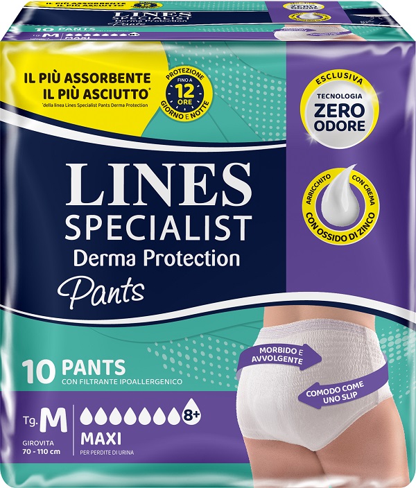 PANNOLONE PER INCONTINENZA LINES SPECIALIST DERMA PANTS MAXI M 10 PEZZI - farmaciaverde.it