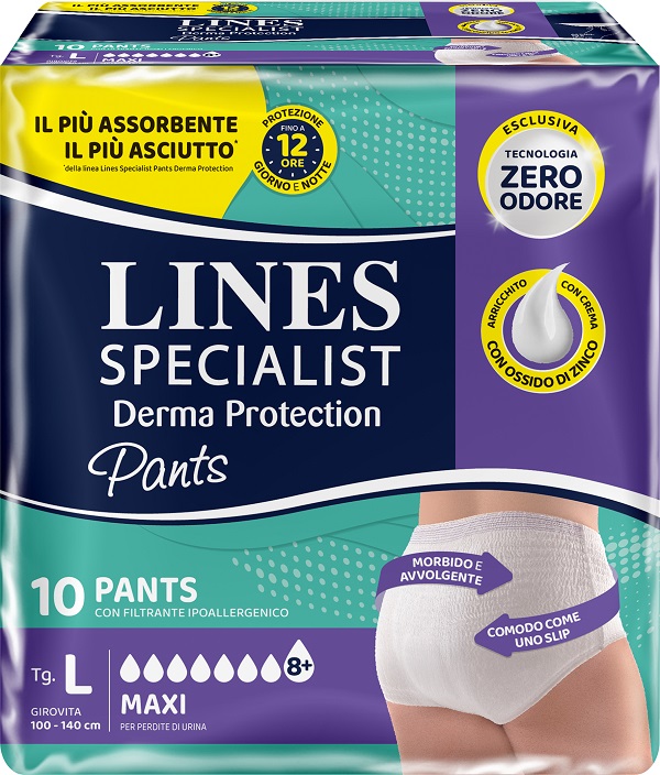 PANNOLONE PER INCONTINENZA LINES SPECIALIST DERMA PANTS MAXI L 10 PEZZI - farmaciaverde.it