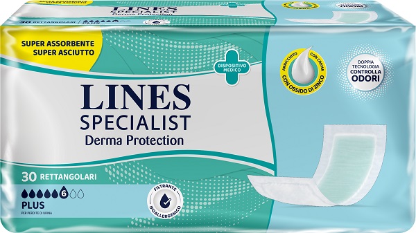 PANNOLONE PER INCONTINENZA LINES SPECIALIST DERMA RETTANGOLARE 30 PEZZI - farmaciaverde.it
