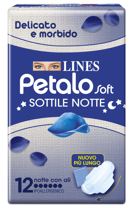 LINES PETALO SOFT SOTTILE NOTTE CON ALI IPOALLERGENICO 12 PEZZI - farmaciaverde.it