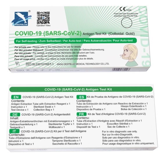 TEST ANTIGENICO RAPIDO COVID-19 DEEPBLUE AUTODIAGNOSTICO DETERMINAZIONE QUALITATIVA ANTIGENI SARS-COV-2 IN TAMPONI NASALI MEDIANTE IMMUNOCROMATOGRAFIA - farmaciaverde.it