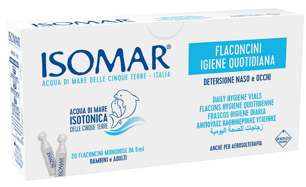 ISOMAR SOLUZIONE ISOTONICA ACQUA MARE IGIENE QUOTIDIANA 20 FLACONCINI MONODOSE 5 ML - farmaciaverde.it