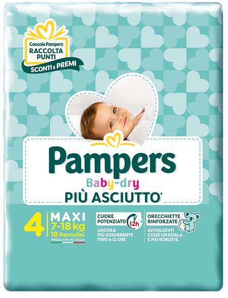 PAMPERS BABY DRY PANNOLINI DOWNCOUNT MAXI 18 PEZZI - farmaciaverde.it
