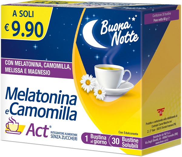 MELATONINA E CAMOMILLA ACT 30 BUSTINE SOLUBILI SENZA ZUCCHERI - farmaciaverde.it