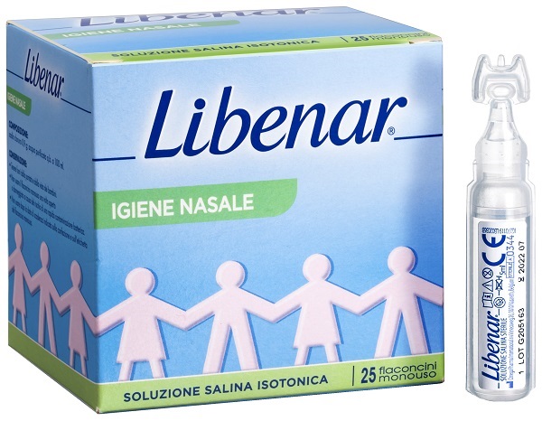 SOLUZIONE SALINA ISOTONICA 0,9% LIBENAR PER IGIENE NASALE 25 FLACONCINI MONOUSO X 5 ML - farmaciaverde.it