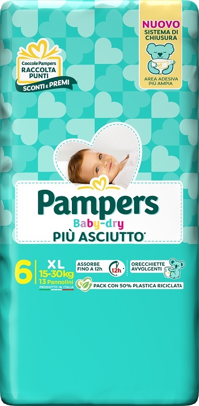 PAMPERS BABY DRY PANNOLINO DOWNCOUNT XL 13 PEZZI - farmaciaverde.it